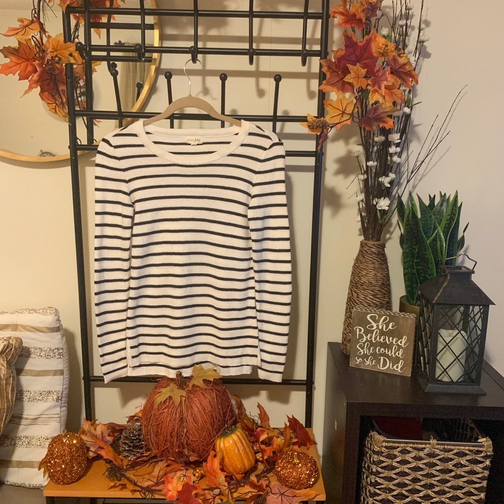 Striped Sweater with Elbow Patch